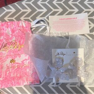 Lilly Pulitzer x Lele Saldoughi White Orchid Earrings NWT